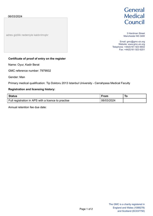 Ärztliche Registrierung (Approbation Vereinigtes Königreich)